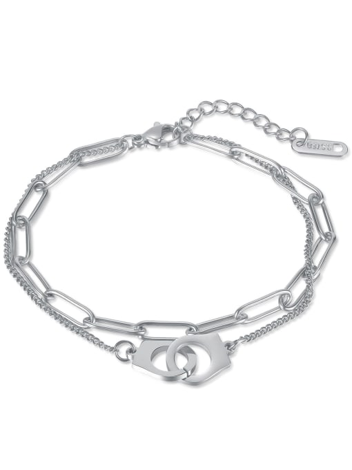[1313] Steel color bracelet Titanium Steel Geometric Vintage Strand Bracelet